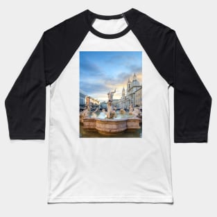 Piazza Navona and Fontana del Nettuno in Rome, Italy Baseball T-Shirt